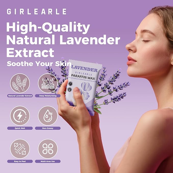 GIRLEARLE Paraffin Wax Refills 10 Packs for Paraffin Wax Bath Machine - for Dry Cracked Skin on Hands, Feet, Elbows - Moisturizing Hydration to Relieve Stiff Muscles & Joints (Lavender)
