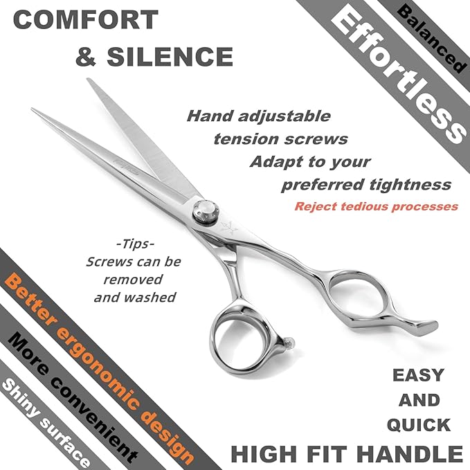 Fengliren High-end Professional Extremely Very Sharp Barber Hair Cutting Scissors Hairdresser Shears For Hair 6.5 Inch Haircut Scissor Made Of Stainless Steel Alloy For Hairdressing Salon and Home Use