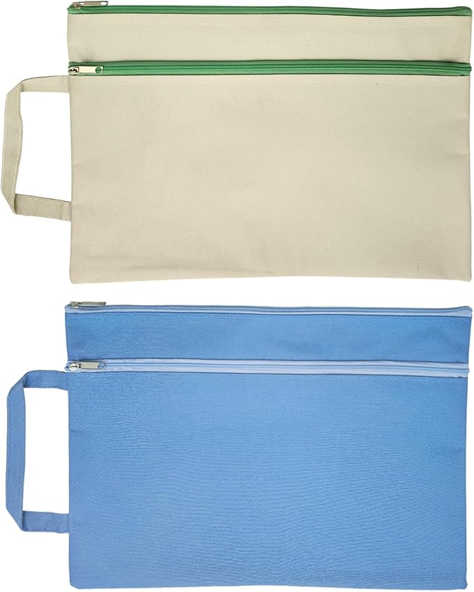 XIWUMOER A4 Mesh Zipper Pouch, Waterproof File Bag with Handle,Foldable Document Organizer for School, Office, Travel - Durable Folder with Puzzle Project/Cross Stitch (2)