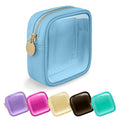 UIXIZQ Clear Mini Makeup Bag for Purse, Small Nylon&PVC Cosmetic Travel Bag TSA Approved Toiletry Bag with Zipper, Preppy Transparent Makeup Travel Bag Coin Purse for Women Men Girls(Mini-Blue)