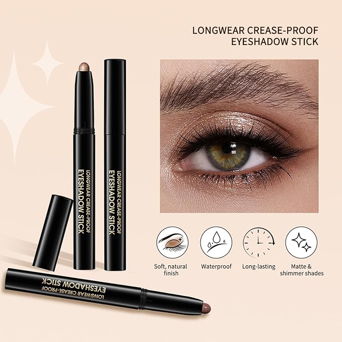 Eyeshadow Stick,Shimmer and Matte Cream Eye Shadow Brightener Sticks
