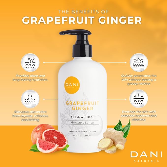 DANI Naturals Grapefruit Ginger Body Lotion, Paraben-Free, Vegan, 12 fl oz