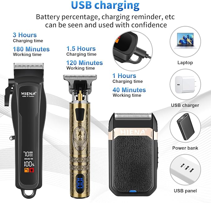 HIENA PRO Cordless Hair Clippers for Men