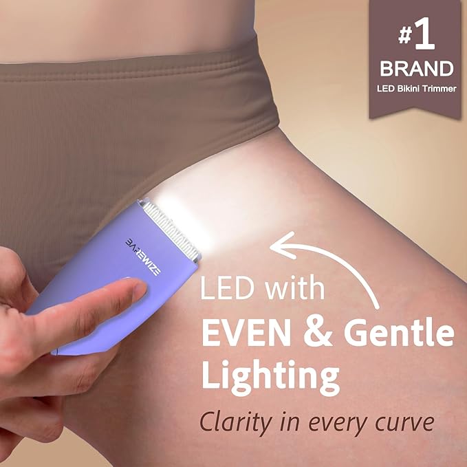 BAREWIZE Bikini Trimmer for Women, Pubic Hair Trimmer, Waterproof, USB-C Rechargeable, LED Light, Replaceable Blade, Electric Razors for Women, Electric Lady Shaver (Amethyst Purple)