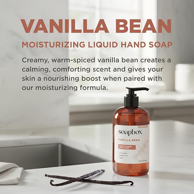 Soapbox Vanilla Bean Liquid Hand Soap - Moisturizing Hand Wash - 3 Pack