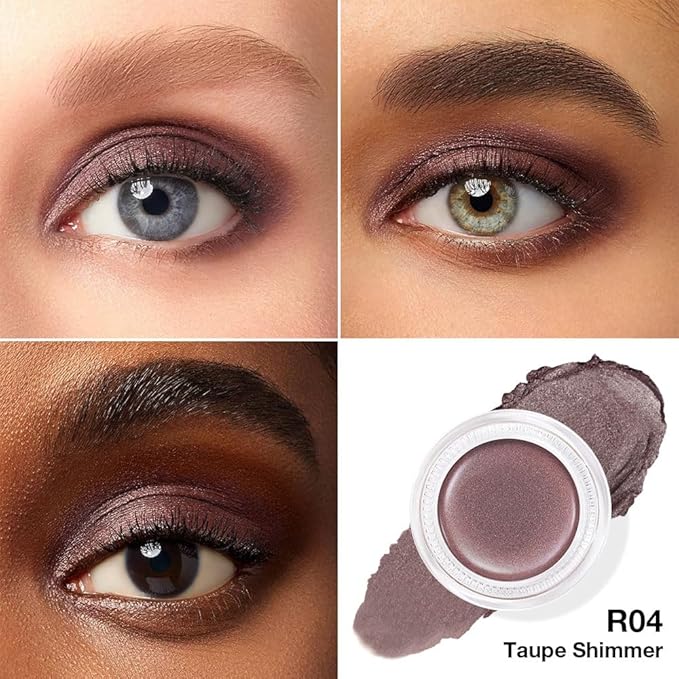 FeiCuiYun Cream Glitter Taupe Shimmer Metallic Eyeshadow Palette Makeup, Natural Single Mini Instant Holographic Eyeshadow For Women, Sombras Crema Para Ojos, Talc, Paraben & Cruelty Free, R04