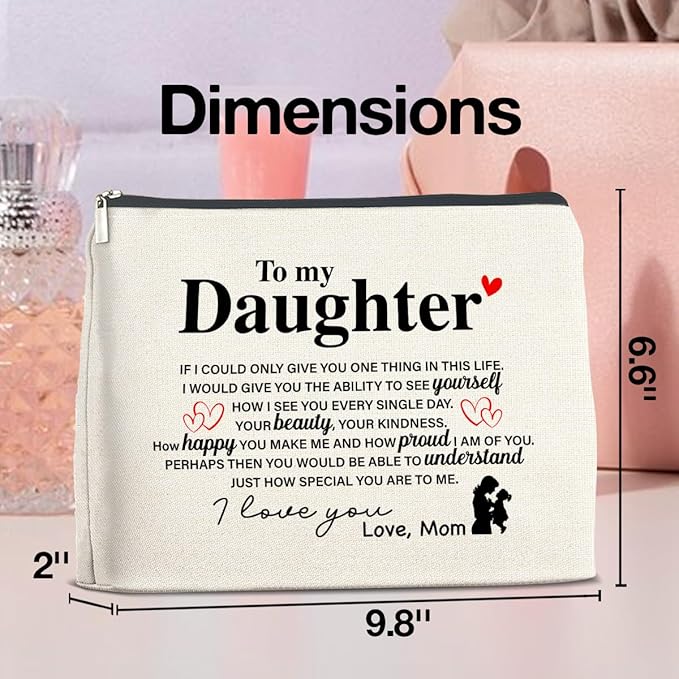UPNEGE Makeup Bag Daughter Gifts from Mom, Gifts for Daughter Cosmetic Bag Zipper Makeup Pouch Gift for Christmas Birthday Graduation