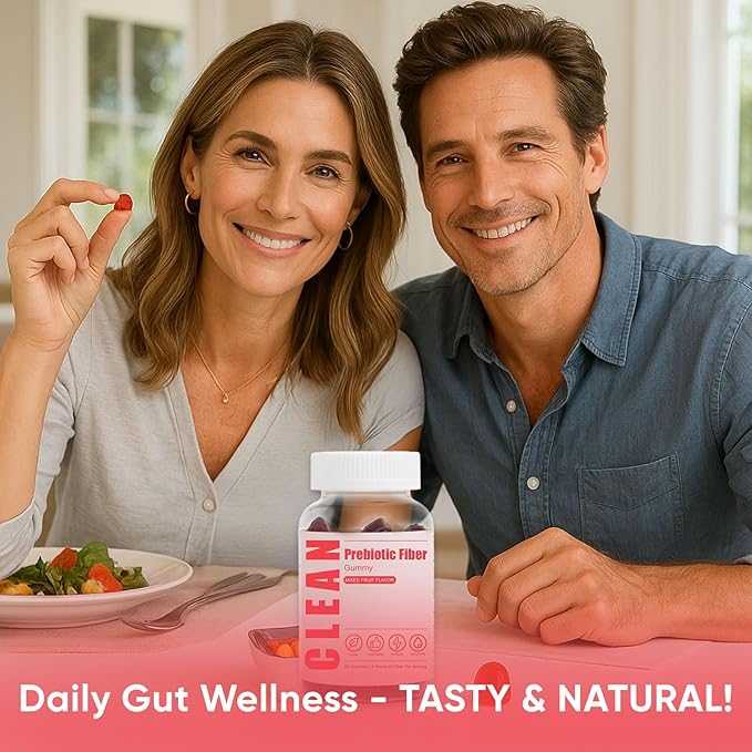 6525080 Clean Prebiotic Fiber Gummy, Clean Fiber Gummies for Men, Men Prebiotic Supplement for Digestive Gut Health, Non-GMO, 60 Gummies / 4g Fibers Per Serving
