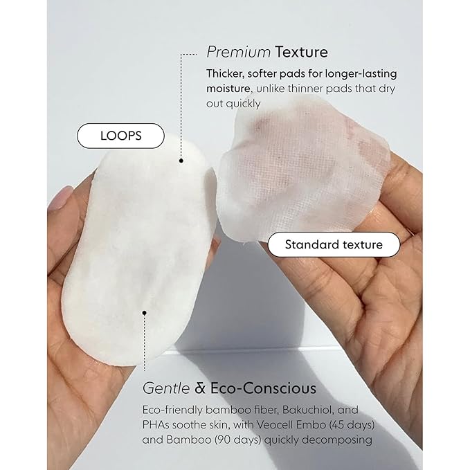 LOOPS Peptide Serum - Moisturizing Korean Skincare Pads, 60 count