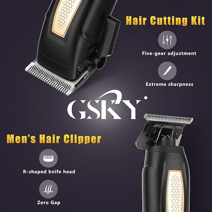 GSKY Mens Hair Clipper, Hair Cutting Kit, Beard Trimmer for Men