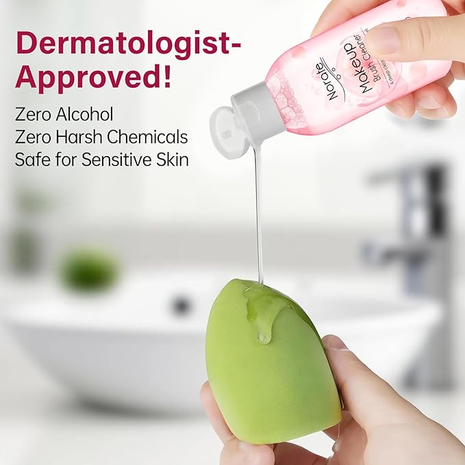 Makeup Brush Cleaner, Make Up Brush Cleaner Cleanser Solution + Brush Cleaning Mat, Makeup Cleaner for Brushes, Sponge, Deep Clean Shampoo, Gentle Formula Cruelty Free 3 Piece Set