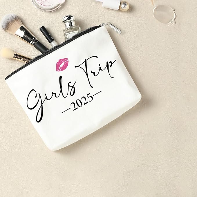 2 PCS Girls Trip Gifts Favors 2026 Girls Weekend Gifts for Women Bestie Gifts Friend Gifts Girls Trip Favors for Sister Her Daughter Friendship Holiday Vacation Makeup Bag Weekend Bags for Women