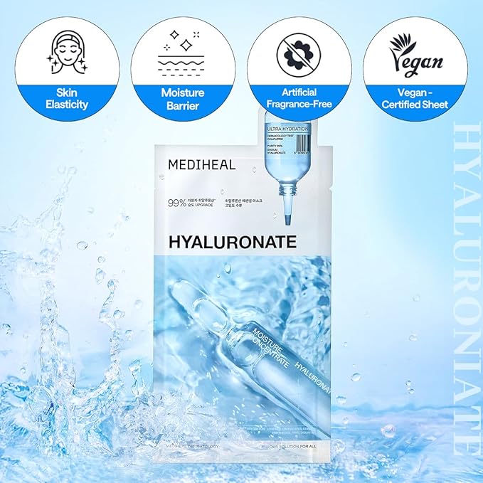 MEDIHEAL Hyaluronic Acid Essential Face Sheet Mask, Deep Hydration (10ea)