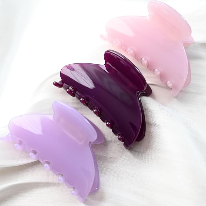 Prettyou Handmade Celluloid Acetate French Design Barrettes Tortoise Shell Claws Hair Claw Luxury Fashion Accessories Hair Clip for Women (grape purple)