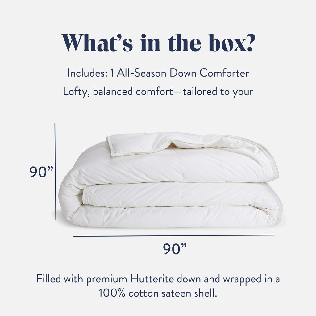 Brooklinen All Season Luxury Down Comforter, 100% Natural Canadian Duck Down Duvet Insert - 700 Fill Power, 100% Cotton Shell, Baffle Box Construction, King/Cali King Size Comforter