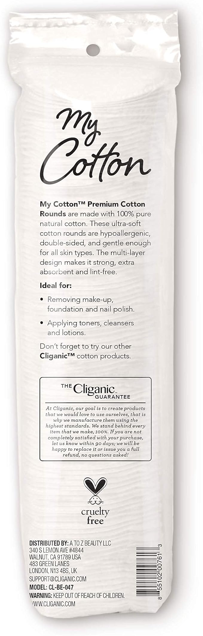 My Cotton Premium Cotton Rounds for Face (3 Pack) | Makeup Remover Pads, Hypoallergenic, Lint-Free | 100% Pure