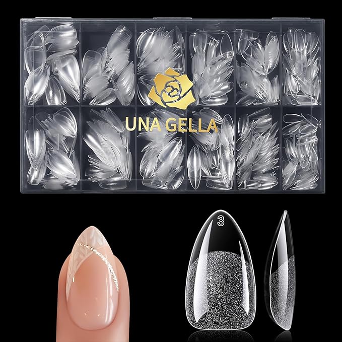 UNA GELLA Short Almond Gel Nail Tips, 600 Pcs Short Nail Tips Almond Shape