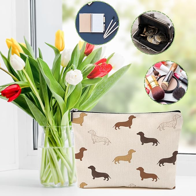 DHKG Dachshund Gifts Makeup Bag Weiner Dog Gifts for Women Girls Dog Lovers