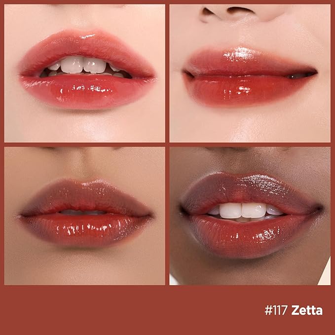 Laka Fruity Glam Tint | Glowing Korean Lip Tint with Hydrating Lightweight Texture | Buildable Color, Non-Sticky High Shine Gloss | K-Beauty Korean Makeup | #117 Zetta, 0.15oz