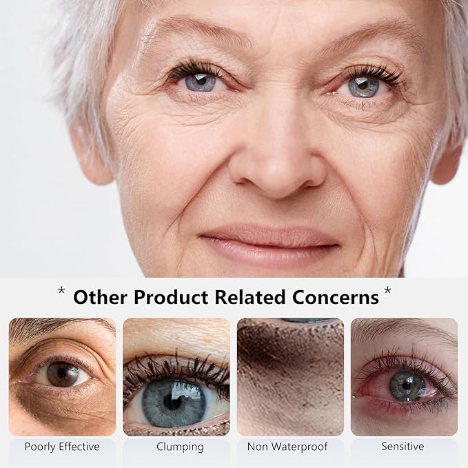 Black Mascara for Older Women 60 Plus, Prime Waterproof Volume and Length for Hypoallergenic Máscara with Long Lasting, Hypoallergenic, Lightweight for Sensitive Eyes-01