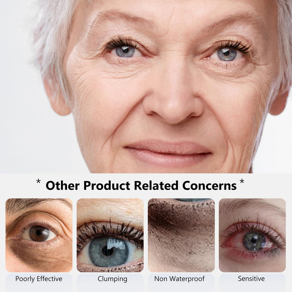 Black Mascara for Older Women 60 Plus, Prime Waterproof Volume and Length for Hypoallergenic Máscara with Long Lasting, Hypoallergenic, Lightweight for Sensitive Eyes-01