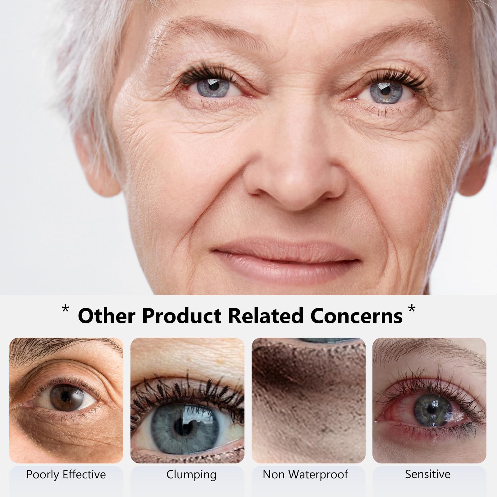 Black Mascara for Older Women 60 Plus, Prime Waterproof Volume and Length for Hypoallergenic Máscara with Long Lasting, Hypoallergenic, Lightweight for Sensitive Eyes-01