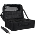 Relavel Extra Large Makeup Case, Professional Makeup Artist Bag Double Layer Compartment Cosmetic Travel Organizer Bag Makeup Brush Storage Holder with Adjustable Dividers and Shoulder Strap, Black