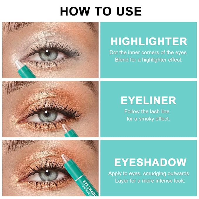 GADMLURY 8Pcs Pink Eyeshadow Stick, Eye Brightener Stick Built-in Blender Brush, Shimmer Creamy Eye Shadow Makeup, Waterproof Long Lasting Glitter Highlighter Eye Liner Pencil (4PCS A)