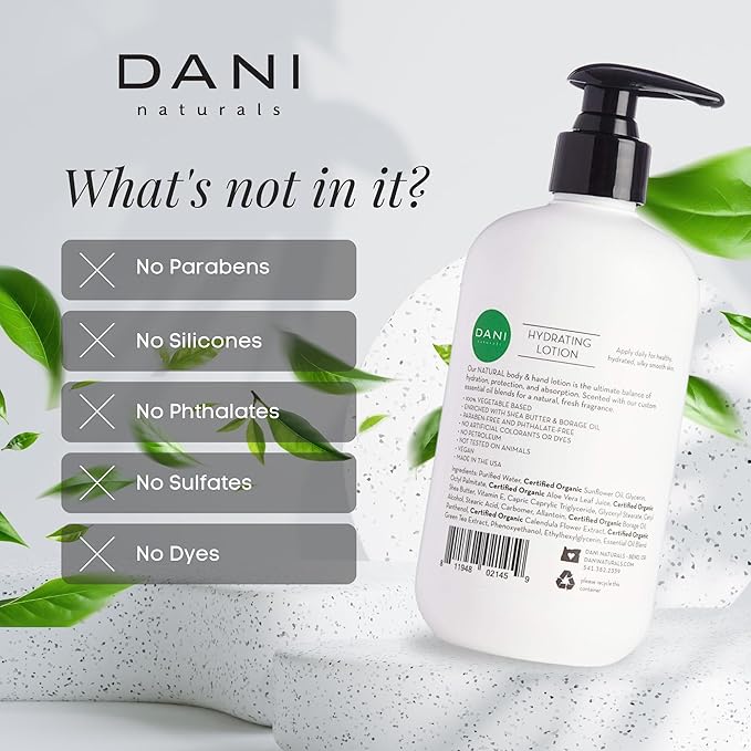 DANI Naturals Bamboo Bergamot Body Lotion, Paraben-Free, Vegan, 12 fl oz