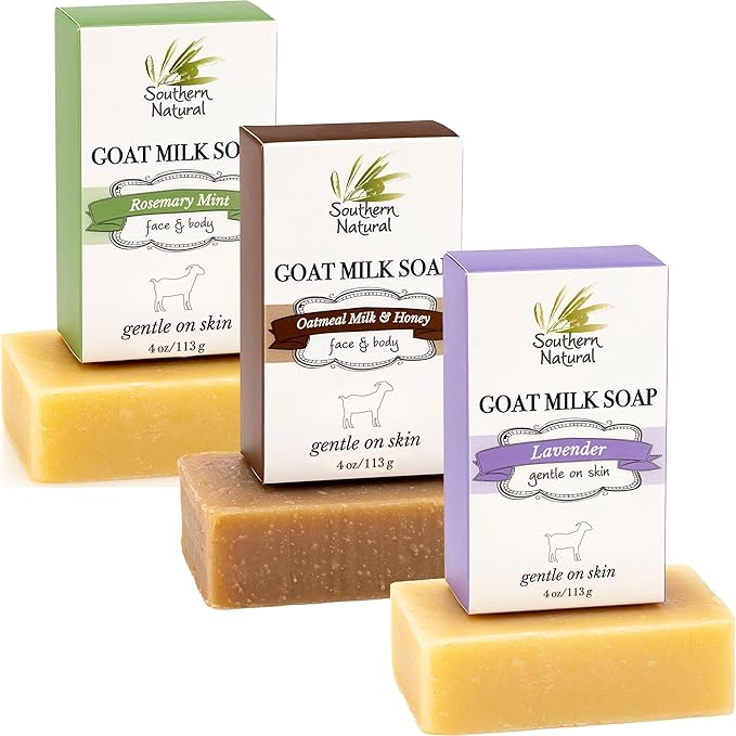 Southern Natural Goat Milk Soap Bar Variety, 3 Pack, Dry Sensitive Skin