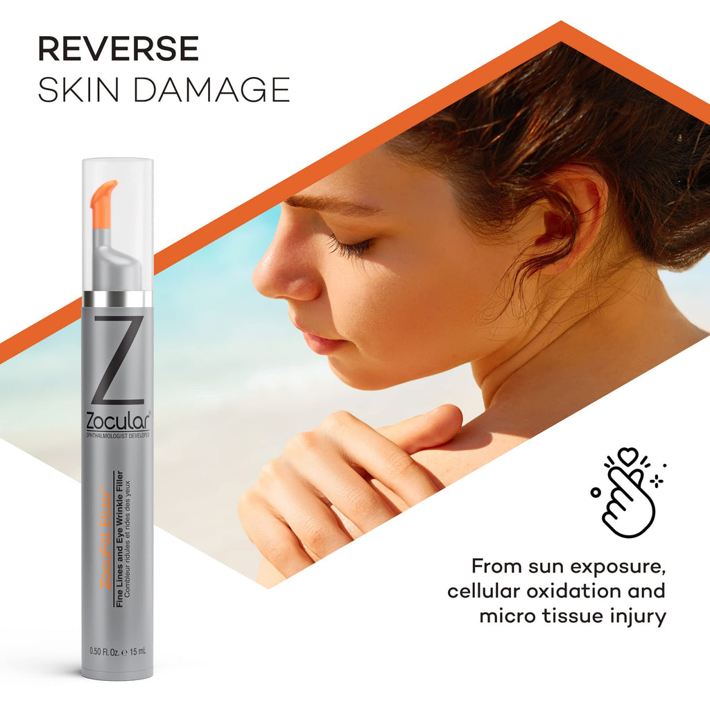 Zocufill Elixir Eye Gel and Face Serum, Fine Lines & Wrinkles Filler, 15mL