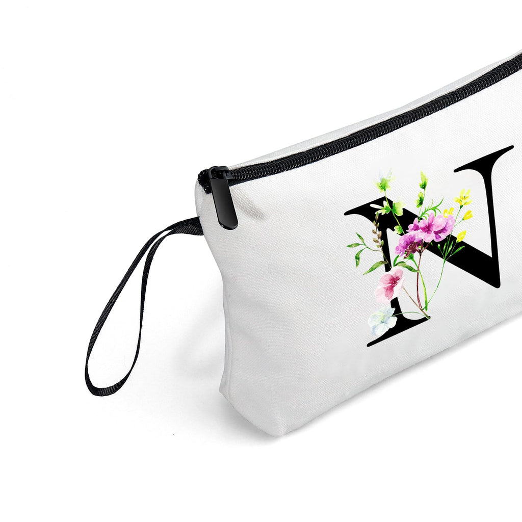SEAMOON Bride to be Birthday Womens Unique Initial Monogram Gifts for Women Mom Personalized Travel Makeup Cosmetic Bag with Mirror Valentines Mothers Day Christmas Graduation N