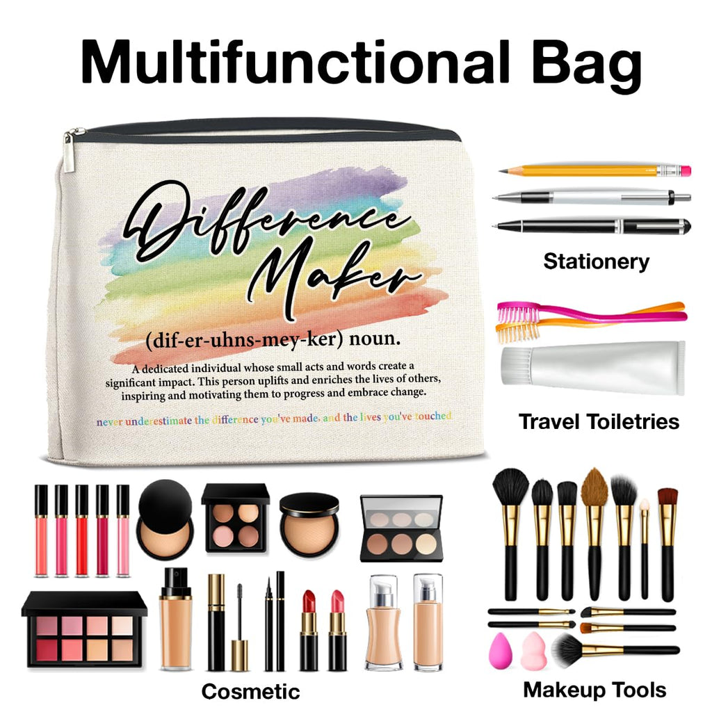 UPNEGE Difference Maker Makeup Bag Thank You Gifts for Mentor Leader Coach Boss Coworker, Difference Maker Gift Appreciation Cosmetic Bag Zipper Makeup Pouch