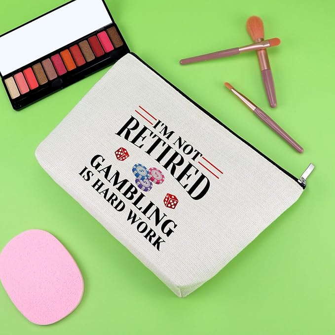 Gevody Gambler Gifts for Women Casino Makeup Bag Casino Lover Gifts Gambler Lover Gift Retirement Gambling Gift Cosmetic Bag for Slot Machine Birthday Christmas Thank You Present Travel Pouch