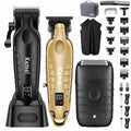 KEMEI KM-2293 3-Piece Cordless Barber Kit with Foil Shaver, Gold