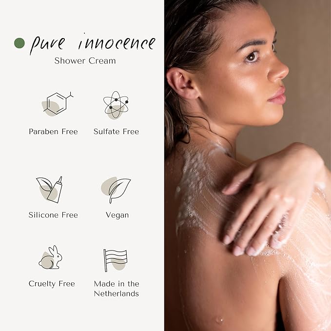 ERA TUA Pure Innocence Shower Cream | Exquisitely Dutch Made & Formulated | Softening Body Wash for All Skin Types | moisturizing cream Floral Scent of White Jasmine, Shea, Rose & Ylang-Ylang 200 ml