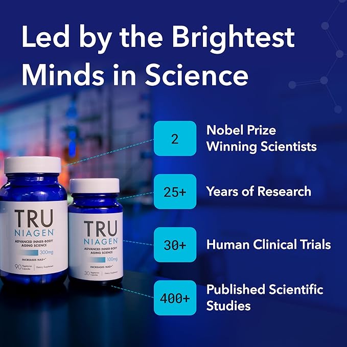 TRU NIAGEN Patented NAD+ Supplement, 300mg Niagen, 90 Servings | Nicotinamide Riboside (NR) Take 1 Daily | 1 Bottle