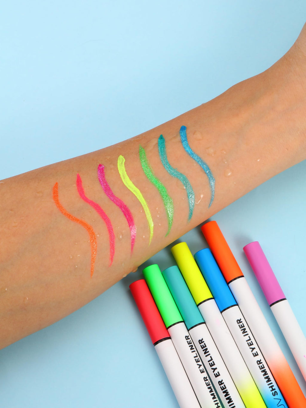 Wismee Metallic Neon Liquid Eyeliner, Glitter Neon Colored Eyeliners Pen, High Pigmented, Waterproof Smudge-Proof and Long-Lasting Metallic Eye Makeup for Halloween Christmas,Shimmer Red