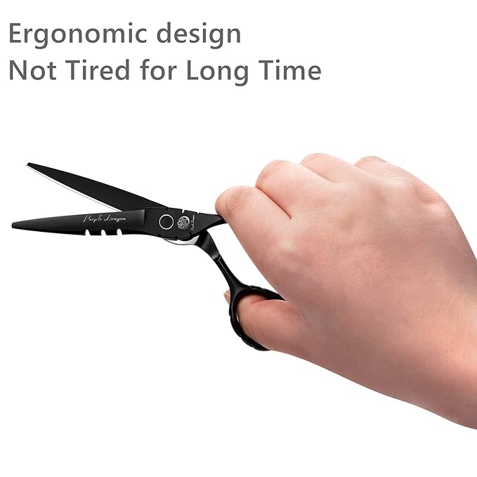 Purple Dragon 6 inch Hair Cutting Shears Set with Bag for Barbers - Black