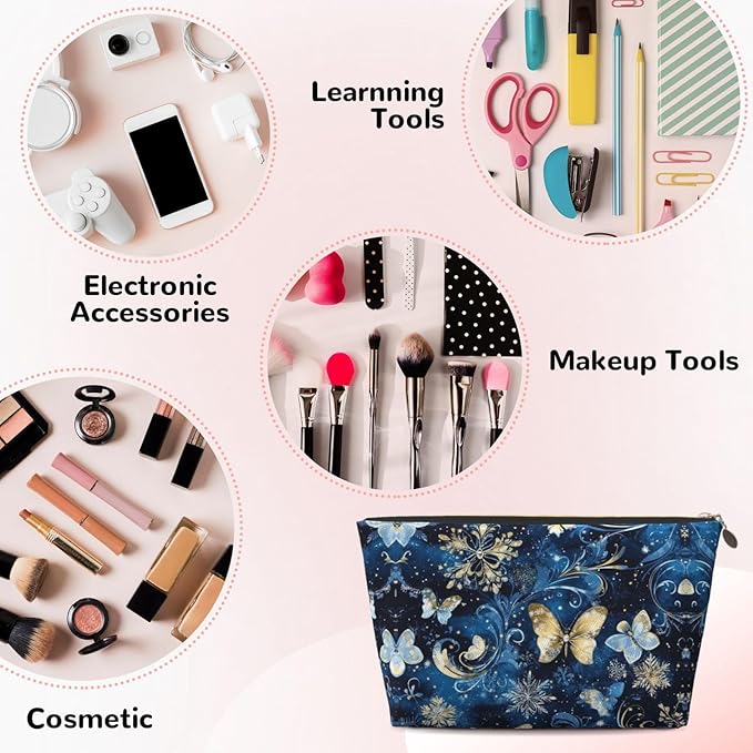 Dultua Mothers Day Gifts Makeup Bag Purse Cosmetic Bag Travel Toiletry Leather Make Up Bags for Mom Wife Women Daughter Christmas Butterfly