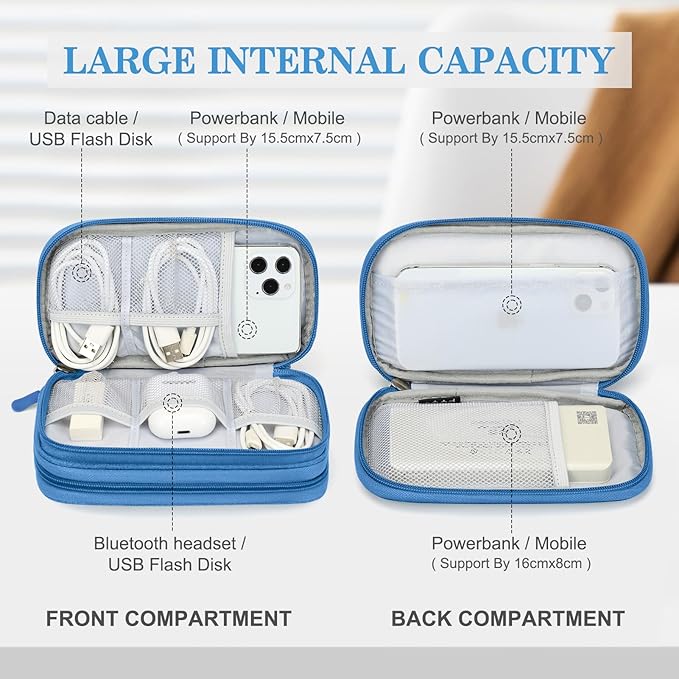 FYY Electronic Organizer, Travel Tech Pouch Bag, Cable Organizer Cyan