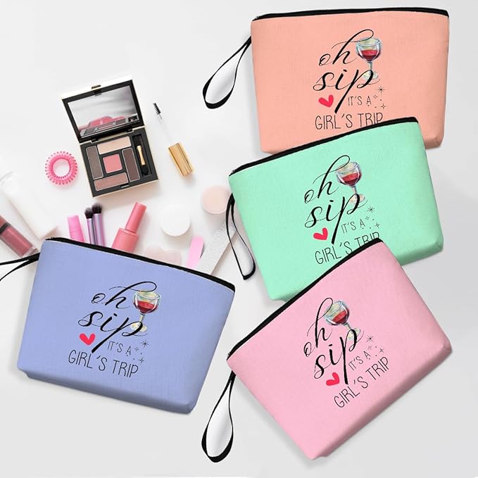 4 Pcs Girls Trip Gifts Favors Weekend Makeup Bag, Girls Trip Gifts