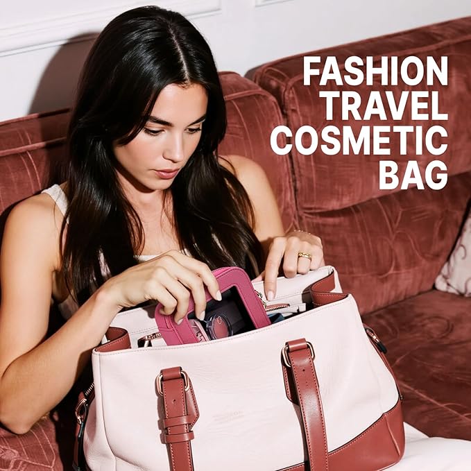 FASAOH Small Clear Makeup Bag Travel Cosmetic Case, Portable Make Up Organizer Traveling Compact Car Bag for Essentials Transparent Toiletry Bag with Zipper