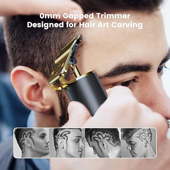 Hilandkom Hair Clippers for Mens Zero Gapped Cordless Hair Trimmer T-Blade Trimmer Professional Haircut & Grooming Kit Rechargeable Edgers Clippers Hair Trimmer Shaver Cutting Kit (Black)