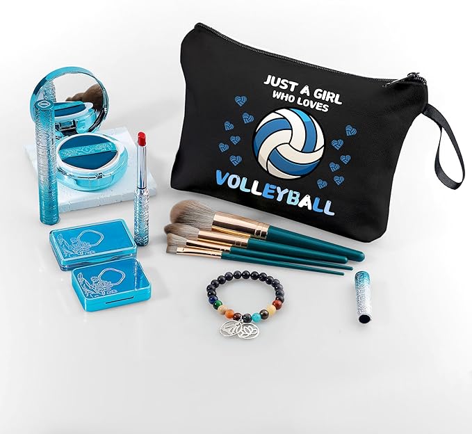 ARIOSEY Volleyball Gifts for Girls Women, Small Black Makeup Cosmetic bag