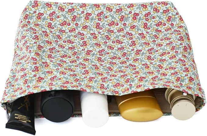 BBORGDC Large Capacity Cotton Printed Makeup Bag - Travel Cosmetic Pouch & Toiletry Organizer with Zipper, Perfect for Daily Use or as a Gift