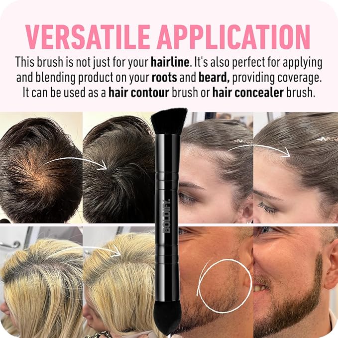 BOLDIFY Hairline Powder Brush, Root Touch Up Brush Applicator – Dual-Ended
