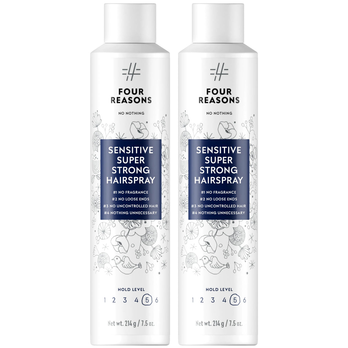 No Nothing Super Strong Hairspray - Fragrance Free, Pack of 2 - 7.5 oz each