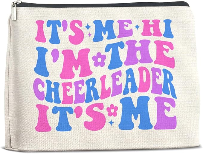 UPNEGE Cheerleader Gifts Makeup Bag Cheerleading Team Gifts for Women Cheerleader Cosmetic Bag It's Me Hi I'm the Cheerleader Zipper Makeup Pouch Gift