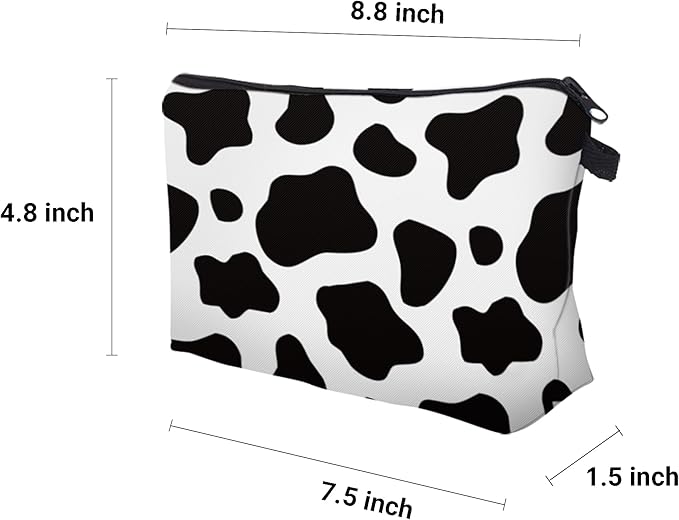 Aiphamy Cute Travel Makeup Bag Cosmetic Bag Small Pouch Gift for Women (Cow Print)
